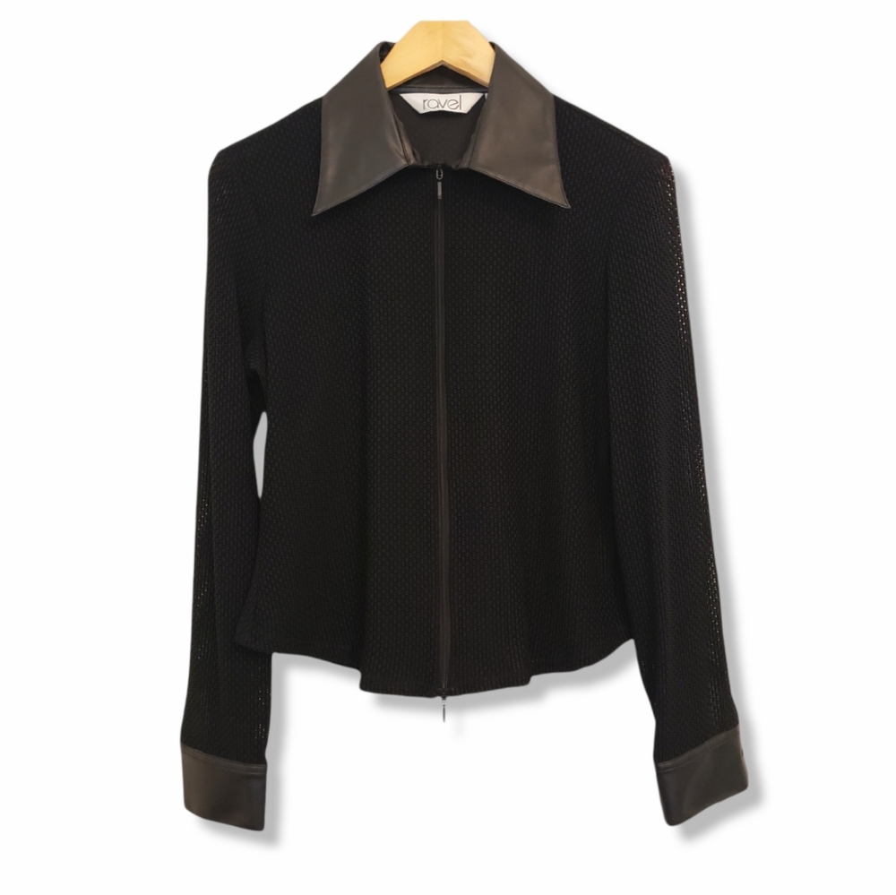 Ravel Mesh Top with Faux Leather